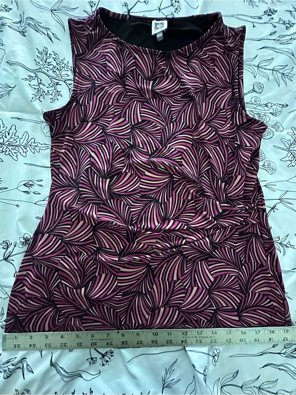 Anne Klein Black & Pink Patterned Sleeveless Tank Top Size M